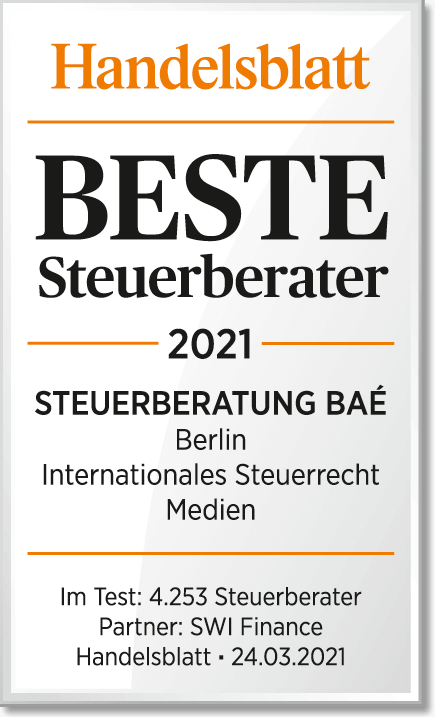 Handelsblatt Auszeichnung Beste Steuerberater 2021 Steuerberatung Bae